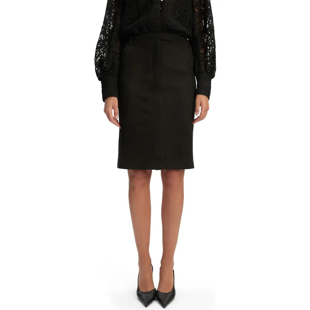 Bardot Phenix Faux Suede Pencil Skirt in Black at Nordstrom, Size 2 | Nordstrom