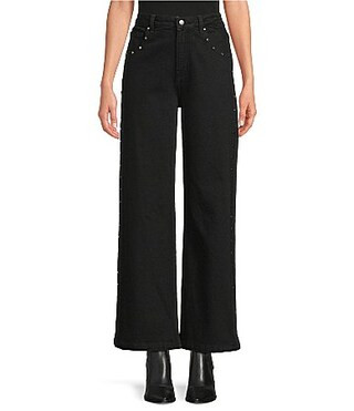 Gianni Bini Violet Studded Wide Leg Denim Jeans - 29 | Dillard's
