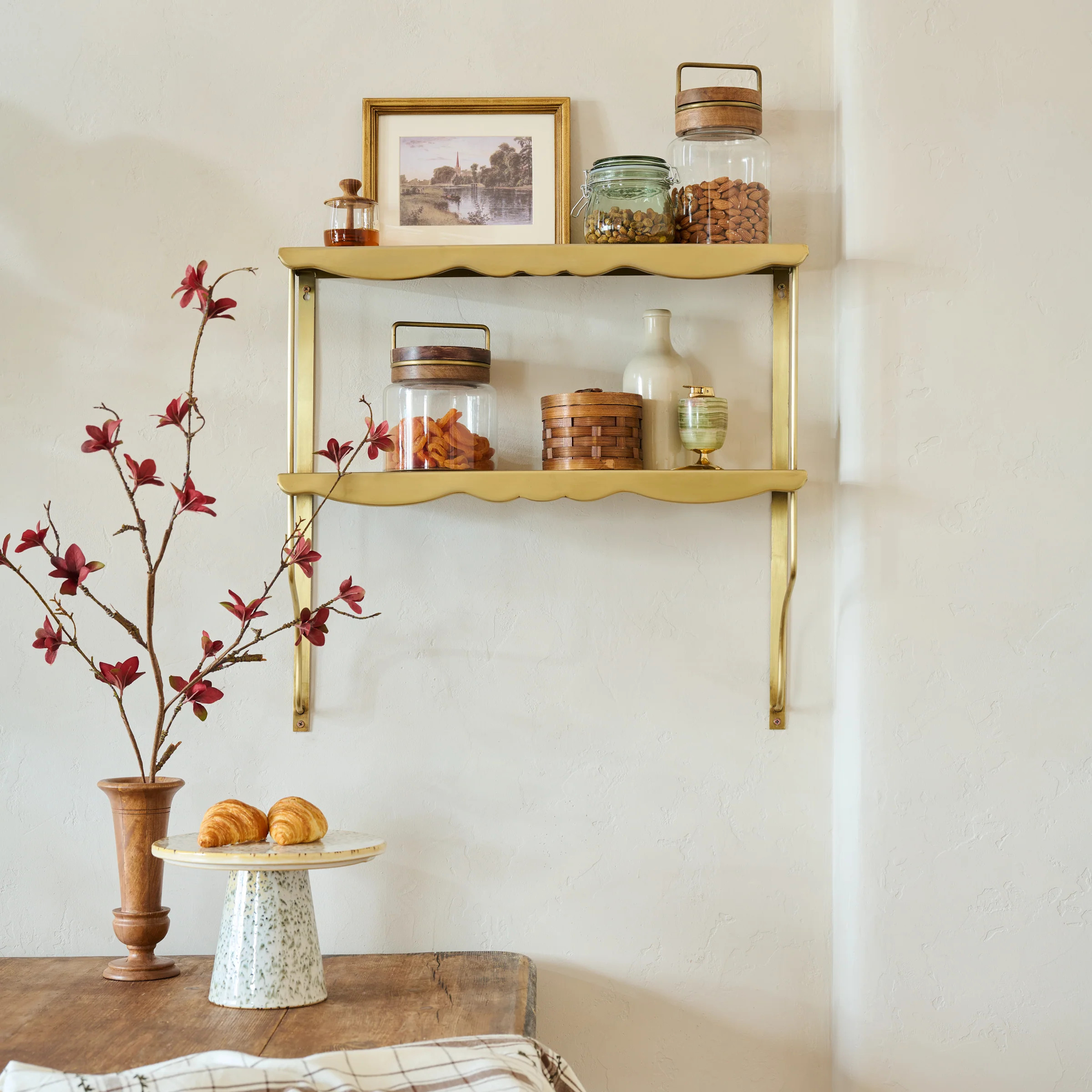 Rosalie Double Brass Scalloped Shelf | Magnolia