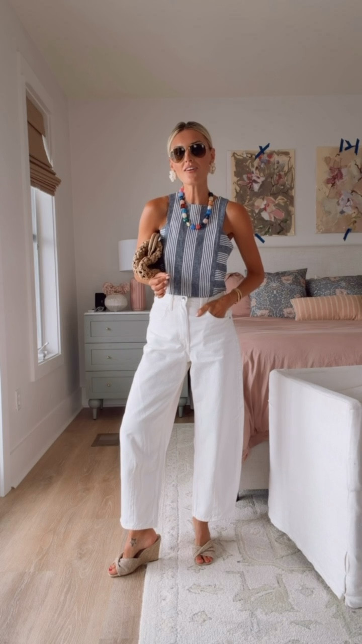 I took this top from a set that I have & styled it with these white barrel jeans! I love a more cropped top with these jeans since they’re high waisted! Love how this outfit turned out! Wearing XS/4!

Loverly Grey, Target, Loft, summer outfit, white jeans, barrel jeans 

#LTKSeasonal