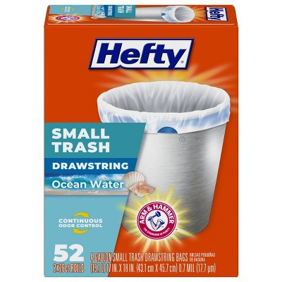 Hefty Ocean Water Trash Bag - Small - 52ct: Odor Control, Drawstring Seal, LDPE Material | Target