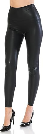 Leggings Depot Women's High Waist Comfy Faux Leather Leggings Tights Stretchy Pleather Pants | Amazon (US)