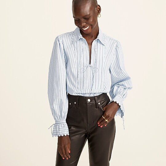 Thomas Mason® for J.Crew scalloped top in stripe | J. Crew US