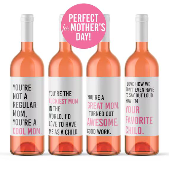 Mother's Day Wine Labels 4 Funny Mom Wine Bottle Labels | Etsy | Etsy (US)