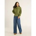 Free Assembly Women's Button Split Neck Sweater with Long-Sleeves, Midweight, Sizes XS-XXL | Walmart (US)