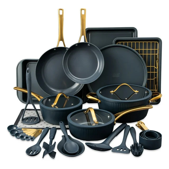Thyme & Table 32 Piece Non-Stick Cookware & Bakeware Set, Blue | Walmart (US)