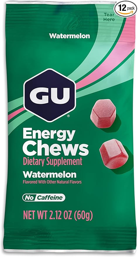 GU Energy Chews, Watermelon Energy Gummies with Electrolytes, Vegan, Gluten-Free, Kosher, Caffein... | Amazon (US)