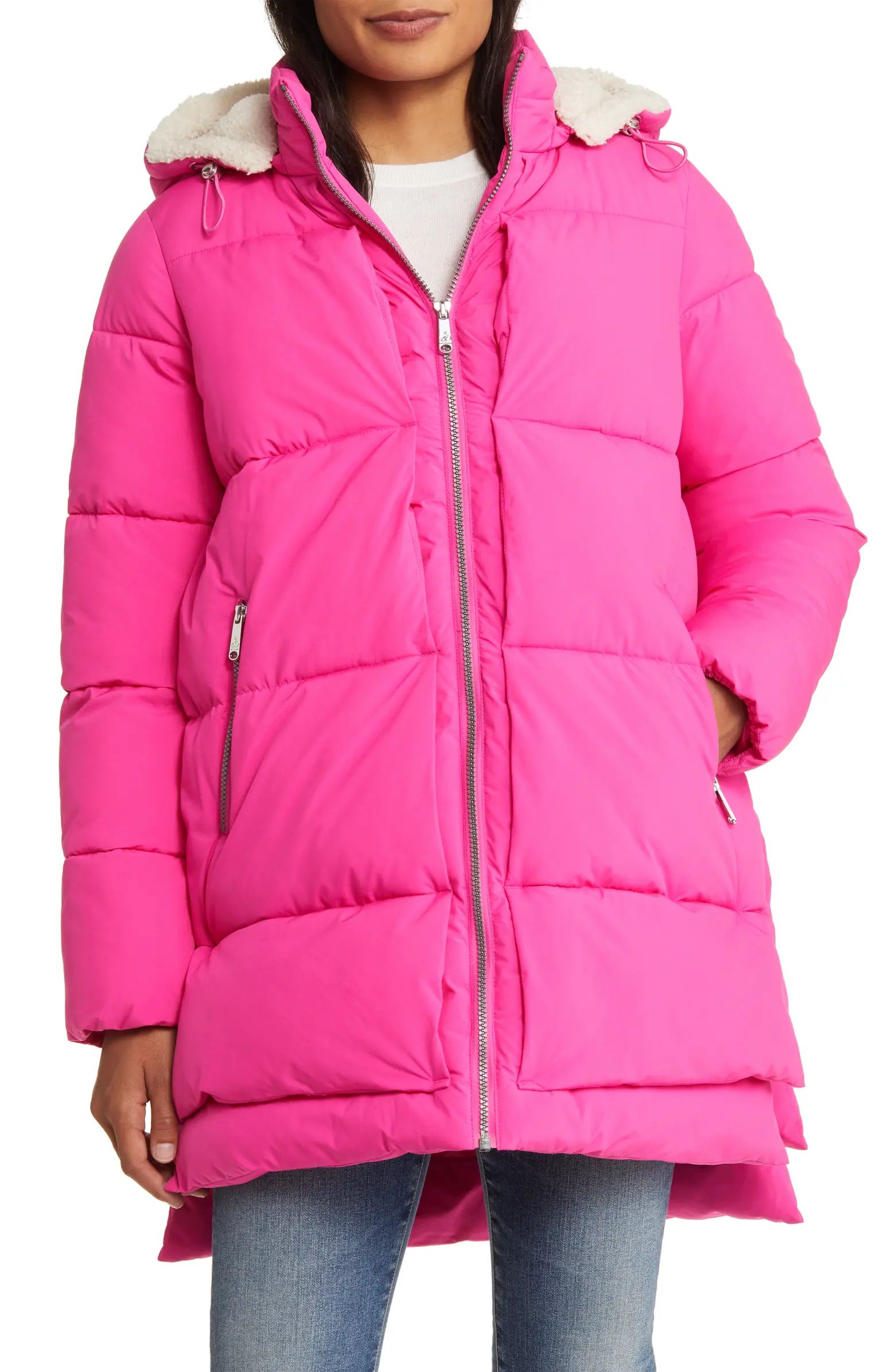 Puffer Jacket with Removable Faux Shearling Trim | Nordstrom