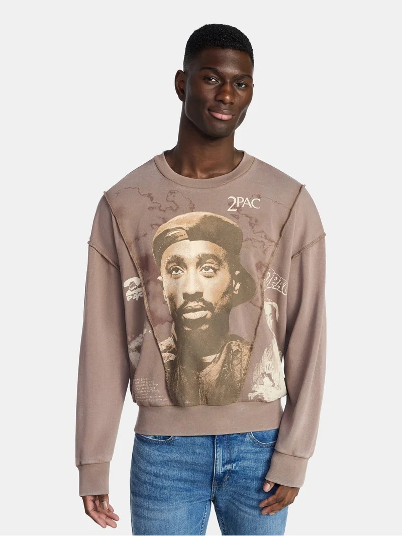 Tupac Men's and Big Men's Crewneck Sweatshirt with Long Sleeves, Sizes XS-3XL | Walmart (US)