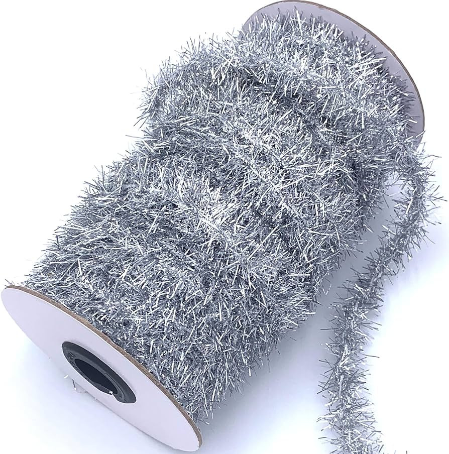 50 Yards Silver Metallic Tinsel Christmas Garland Tinsel Bibbon for Christmas Tree,Wedding Birthd... | Amazon (US)