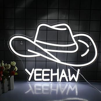 NXYX Cowboy Hat Neon Sign Cowboy LED Sign for Wall Decor USB Powered White Cowboy Hat Neon Light ... | Amazon (US)
