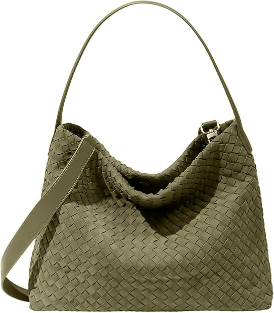 Women's Braided Suede Tote Bag Stylish Suede Hobo Shoulder Bag with Woven Details for Work Travel | Amazon (US)