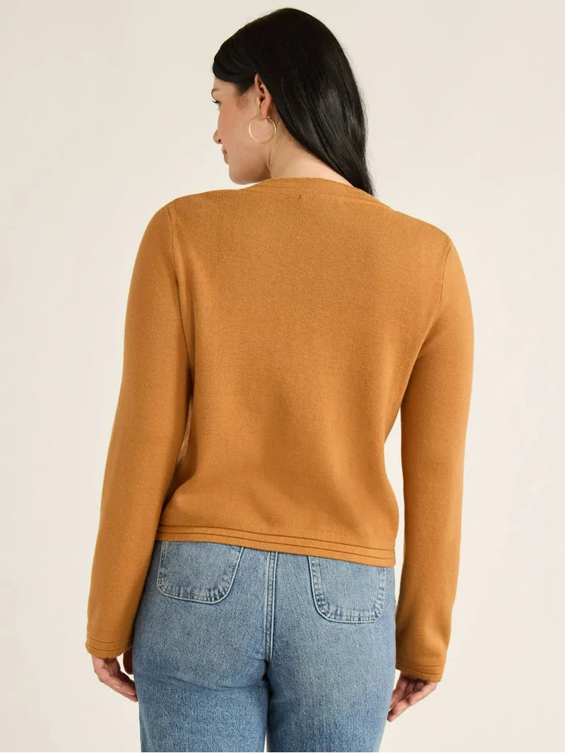 Free Assembly Women’s Long Sleeve Cardigan Sweater with Chest Pockets, Midweight, Sizes XS-XXL | Walmart (US)