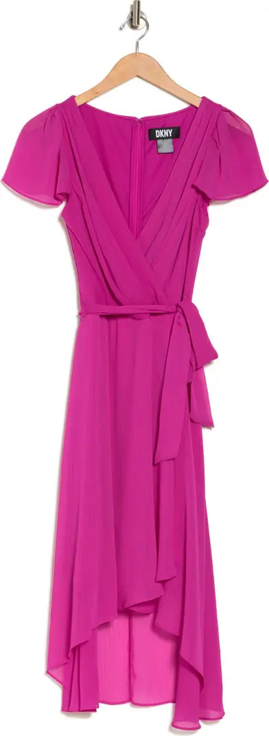 Flutter Sleeve Faux Wrap Midi Dress | Nordstrom Rack