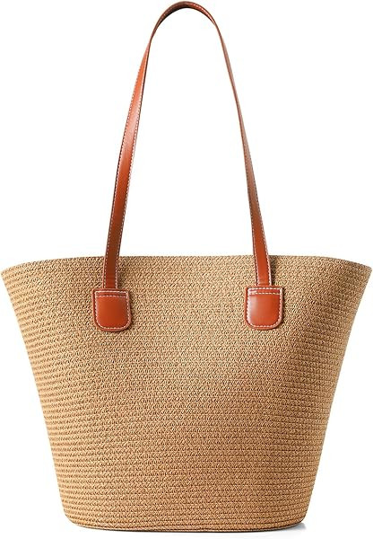 Straw Bags For Women | Travel Straw Totes Bag, Summer Woven Shoulder Bag Handbag | Amazon (US)