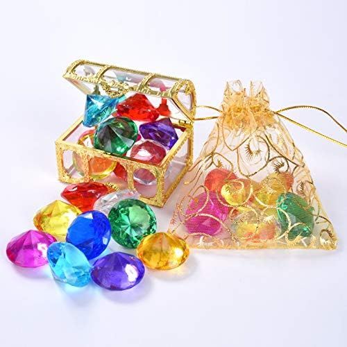 Jinhua Yiyan Diving Gem Pool Toy 9 Diamond Set with Treasure Pirate Box and Golden Mesh Bag Summe... | Amazon (US)
