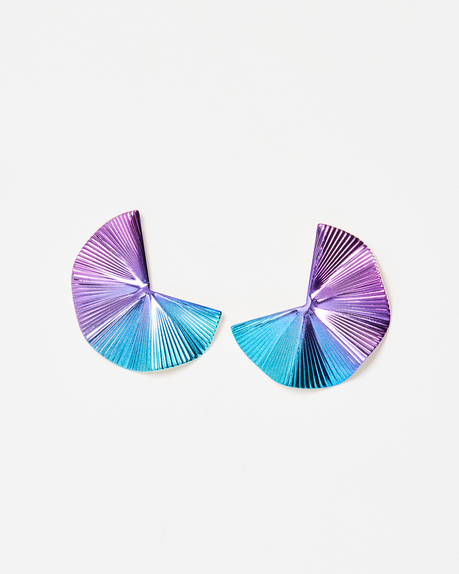 Sacha Blue & Purple Pleated Fan Statement Earrings | Oliver Bonas | Oliver Bonas (Global)