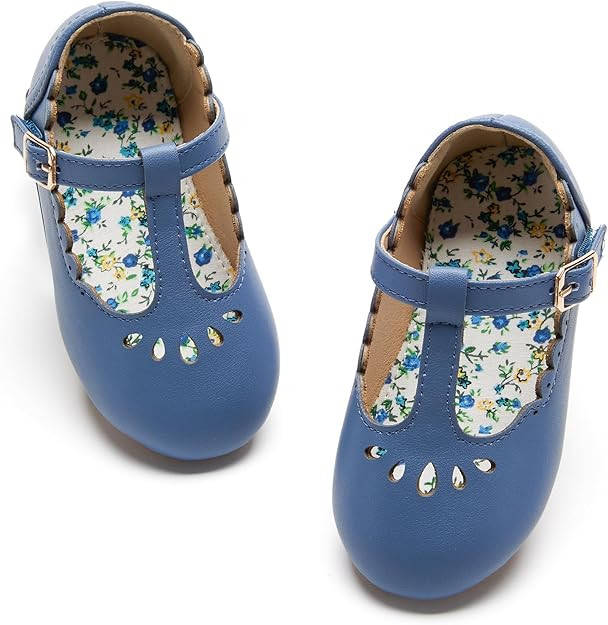Girls Toddler/Little Kid Mary Jane Flats T-Strap School Uniform Dress Shoes | Amazon (US)