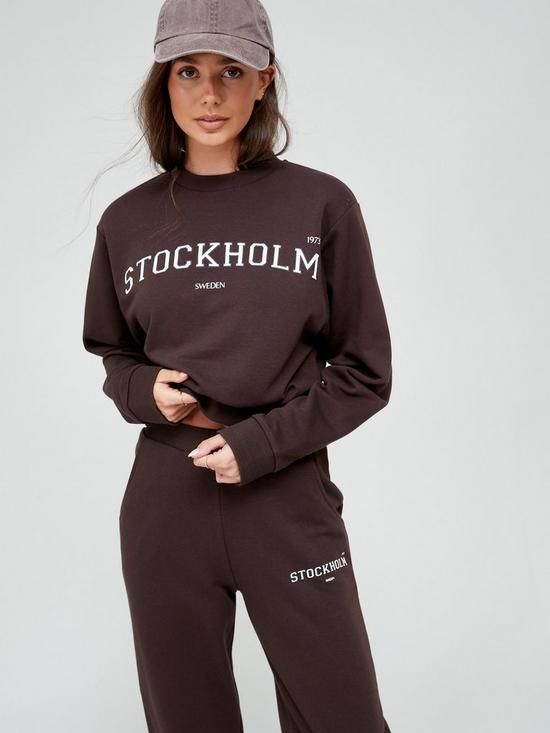 V by Very Stockholm Boxy Sweatshirt - Brown | Very (UK)
