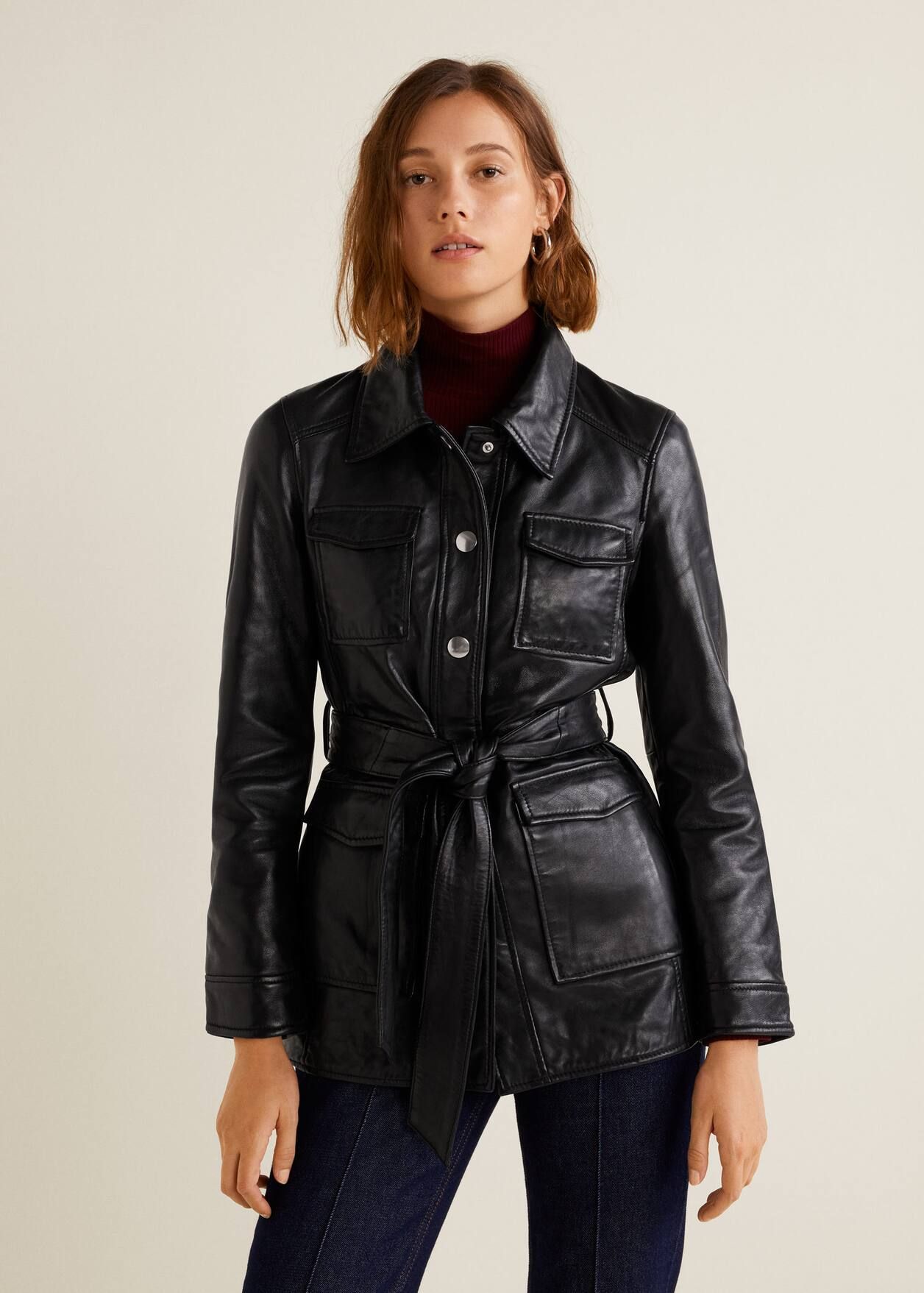 Pockets leather jacket - Women | MANGO (US)