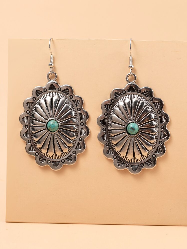 Textured Metal Geometric Drop Earrings | SHEIN