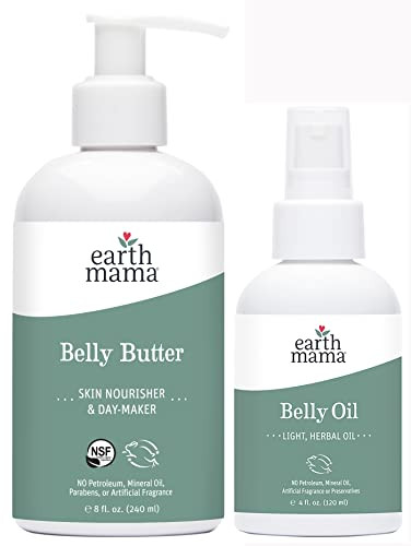 Earth Mama Belly Butter & Belly Oil Bundle for Dry, Stretching Skin | Moisturize + Encourage Skin... | Amazon (US)