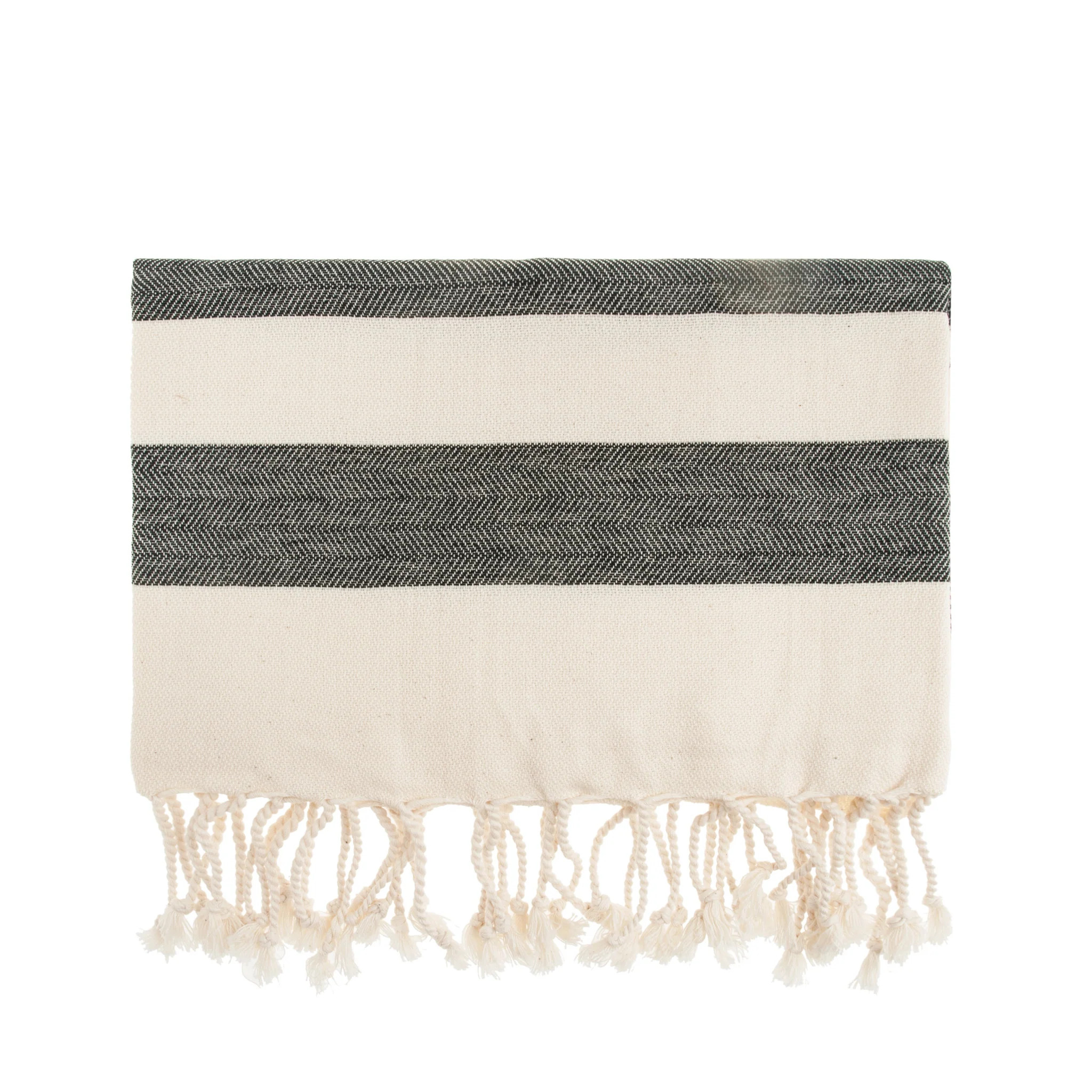 Black Finike Cotton Turkish Peshtemal Towel | Simple Life Istanbul