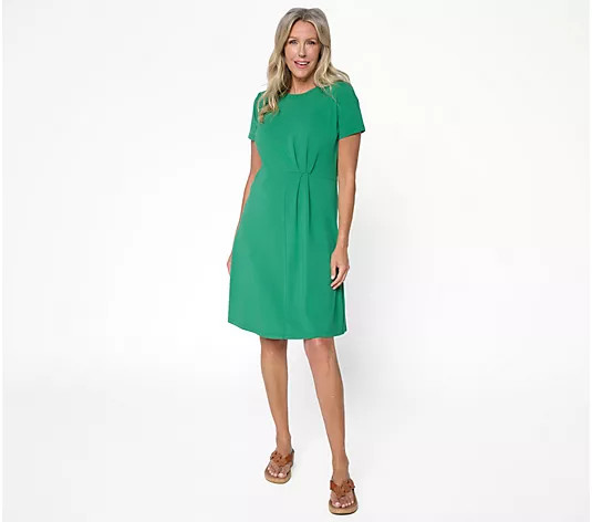 BEAUTIFUL by Lawrence Zarian Regular Classic Knit Cotton Crew Neck Dress - QVC.com | QVC