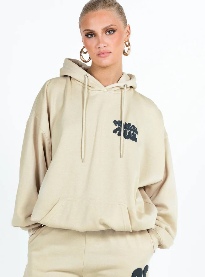 Princess Polly Hooded Sweatshirt Bubble Text Stone / Slate | Princess Polly AU