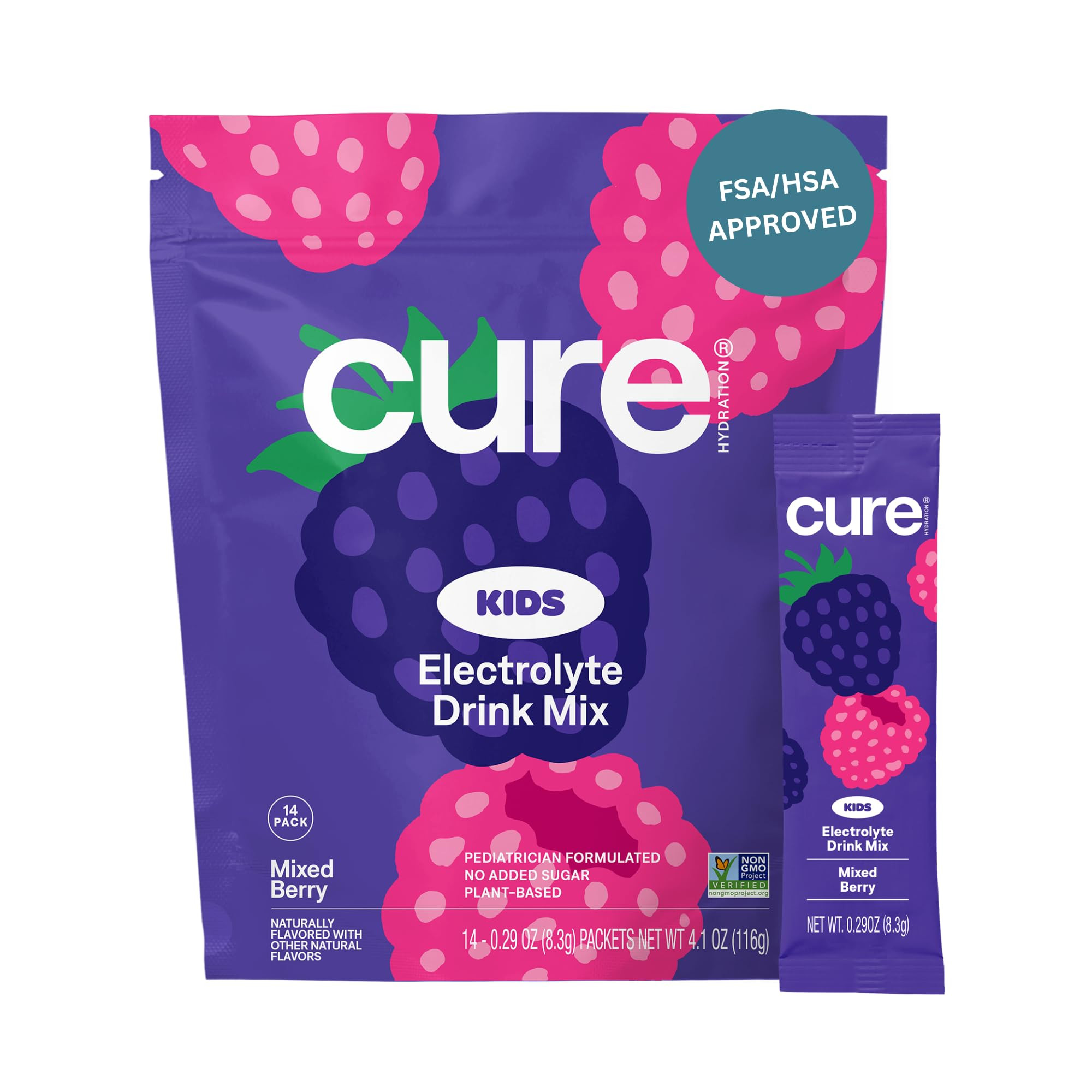 Cure Hydration - Kids Electrolyte Drink Mix | Plant-Based Pediatrician Formulated Rehydration | N... | Amazon (US)