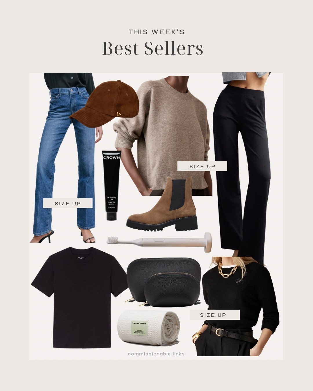 This week’s bestsellers! Jeans, knit trousers, cashmere crewneck sweaters, travel cases, the best tshirt, water resistant boots ball
Cap, hair towel 

#LTKSeasonal