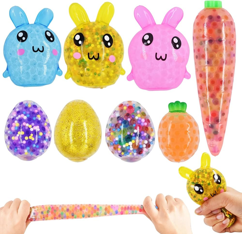 Cenmeytoy 8 Pack Easter Big Stress Balls Toys, Easter Eggs Bunny Squishy Squeeze Ball, Squishies ... | Amazon (US)