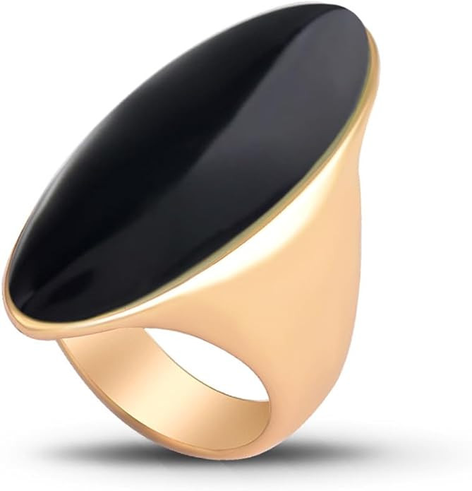 HAIXIAN Exaggerated Gemstone Ring,Big 14K Gold Plated Eye Shape Stone Chunky Statement Ring,Cockt... | Amazon (US)