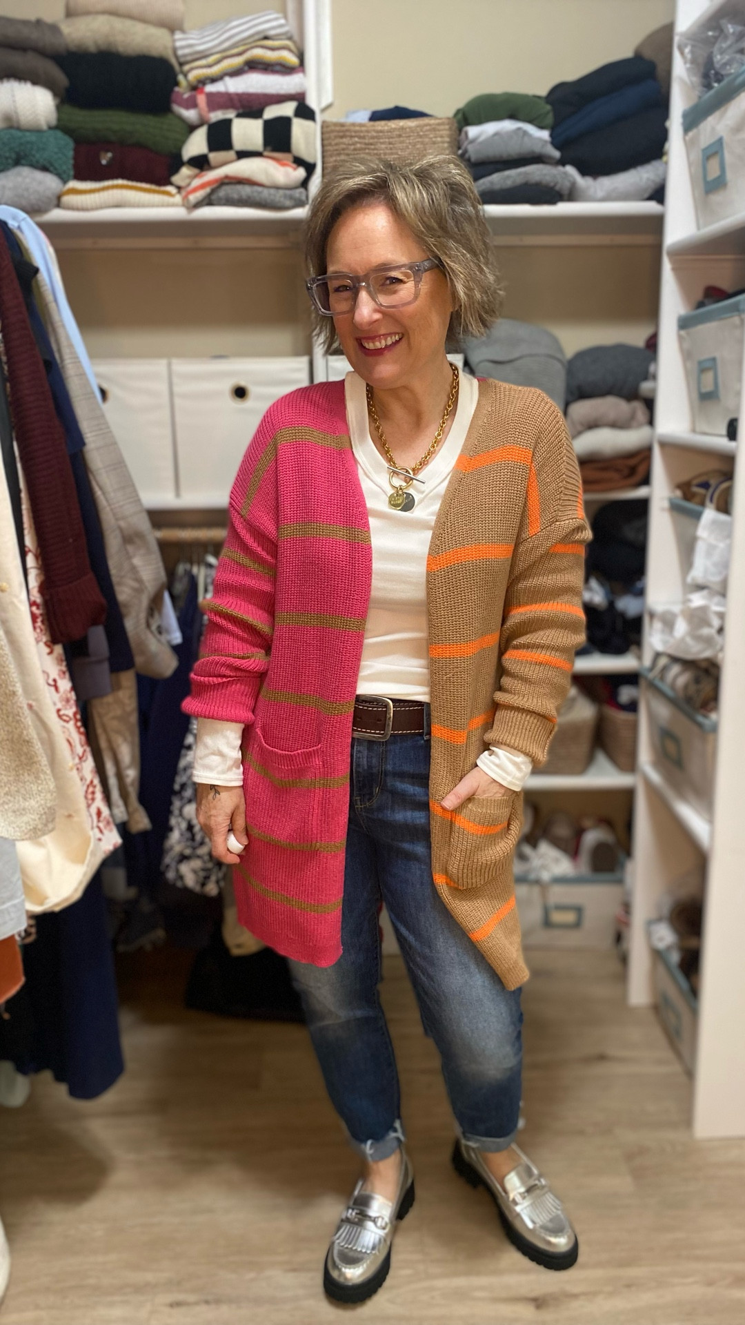 Multi color oversized Cardi, styled a couple ways 

#LTKU #LTKPetite #LTKFindsUnder50