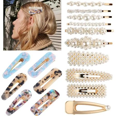 Elegant Handmade Fashion Hair Accessories-16Pcs Acrylic Hair Clips,acetic acid & Pearl Hair Barrette | Walmart (US)