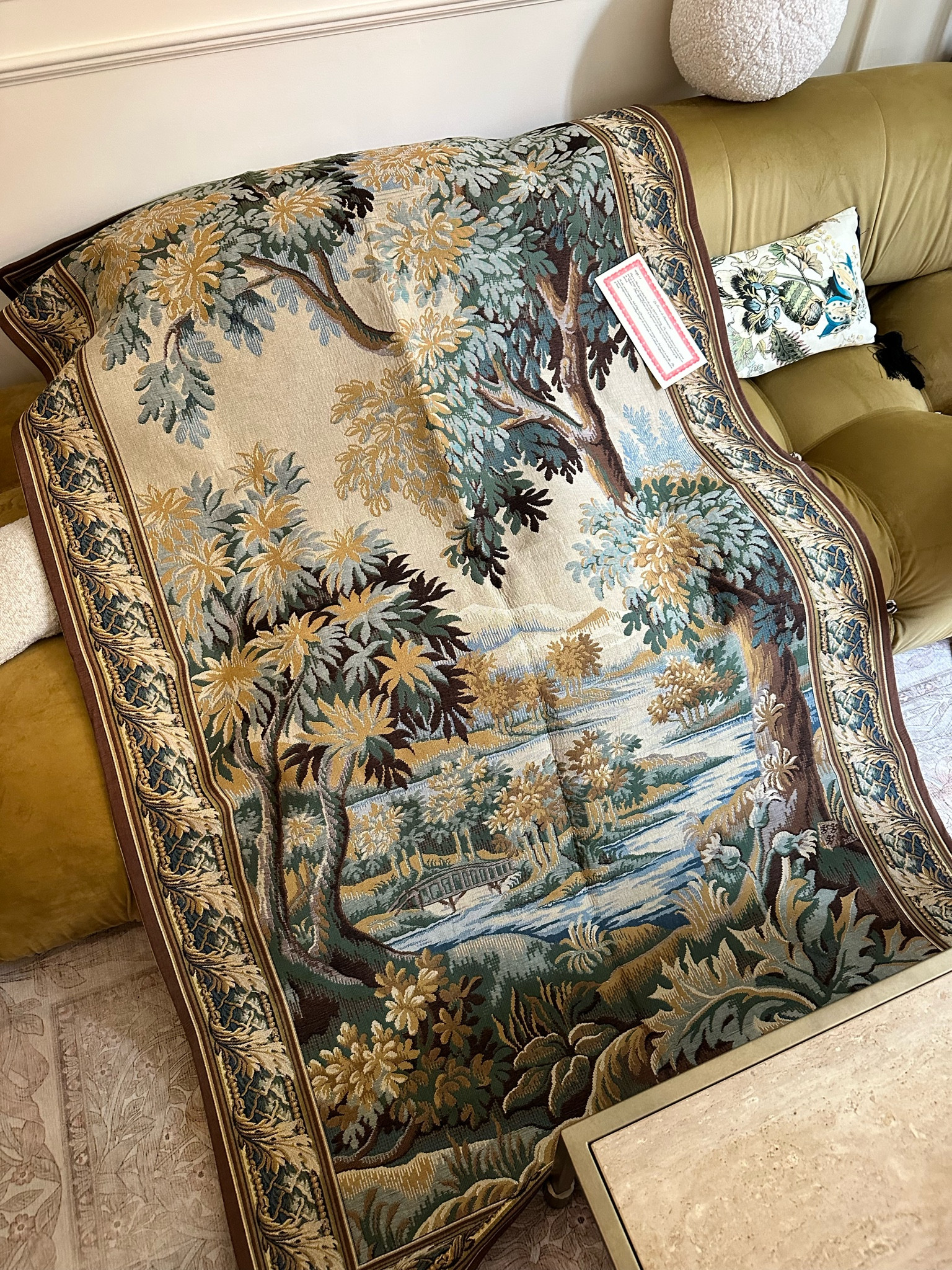 This tapestry was meant to be! Look how amazing it matches my couch! There’s another exactly like it on 1st dibs. Also tagged others they have you might like! 