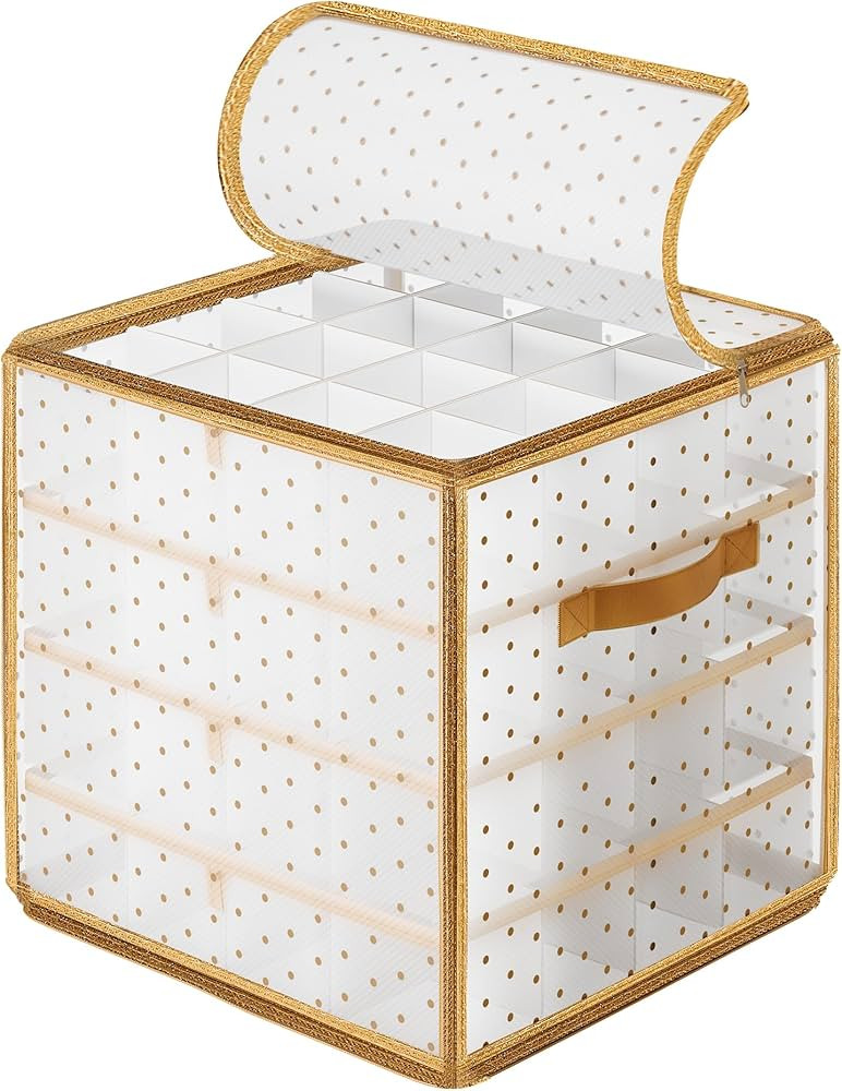 SONGMICS Plastic Christmas Ornament Storage Box, Christmas Ball Organizer, Holds 64 Balls up to 3... | Amazon (US)