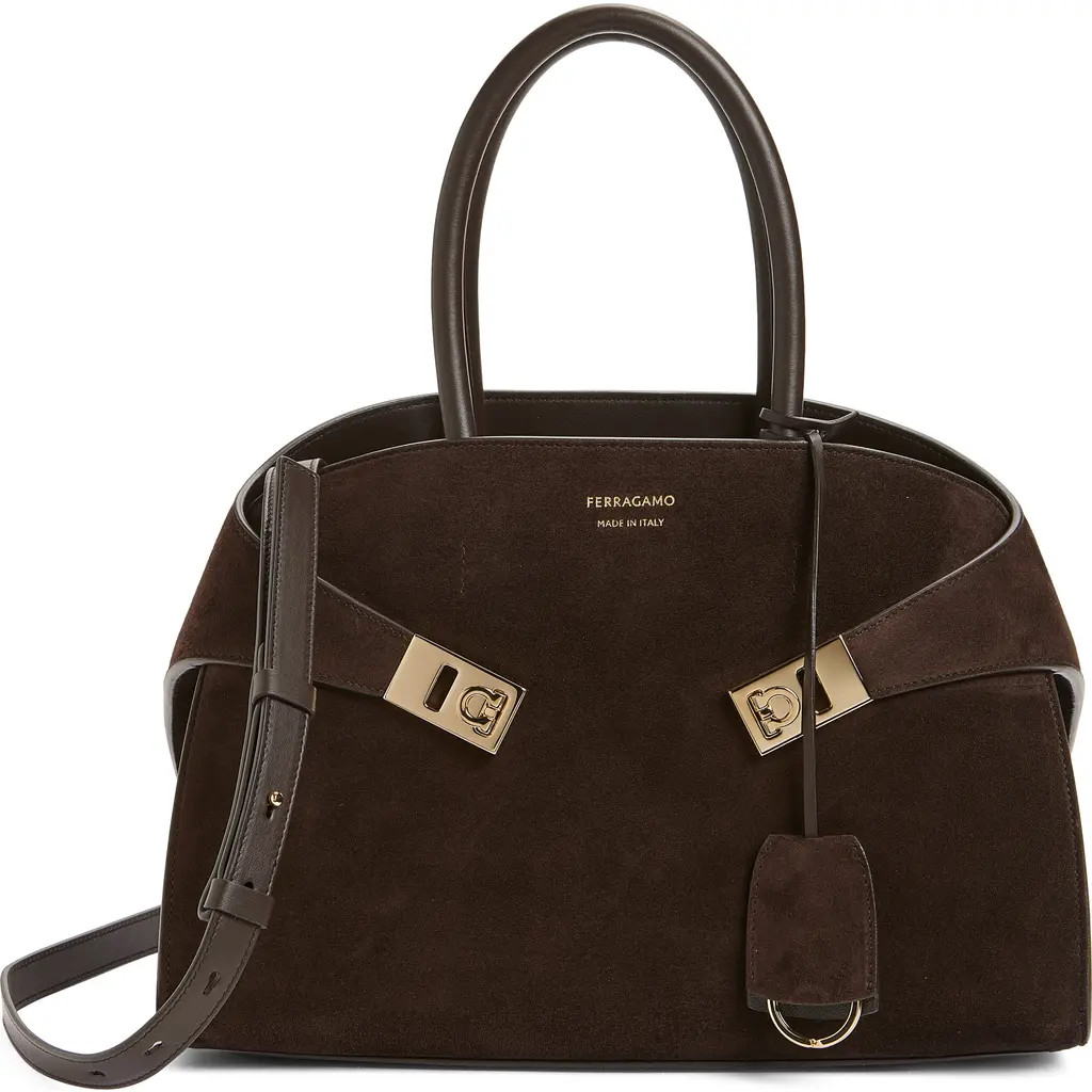FERRAGAMO Small Hug Leather Top Handle Bag in Testa Di Moro at Nordstrom | Nordstrom