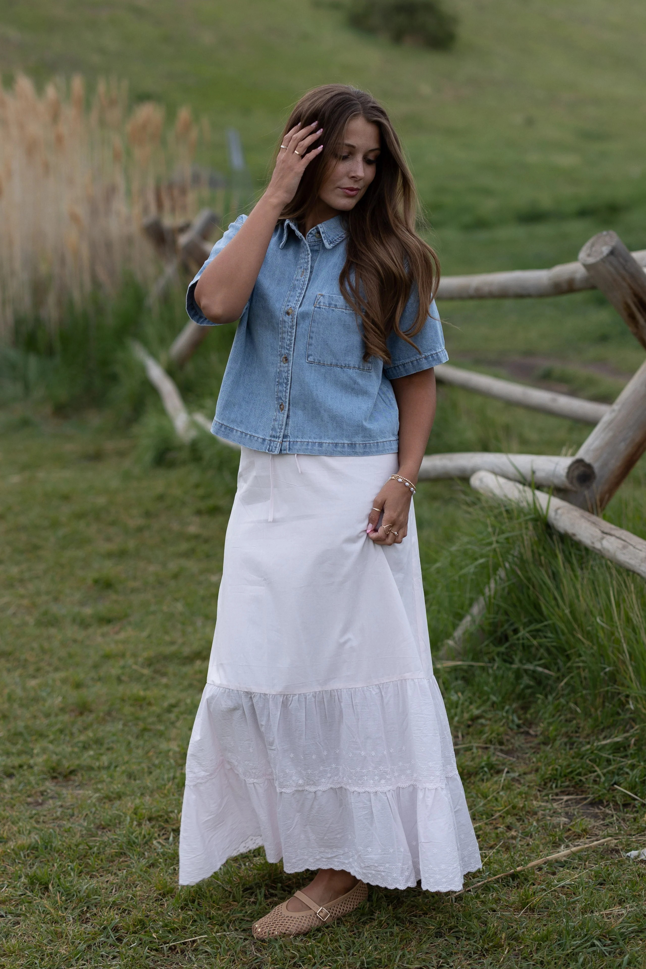 Brass & Roe Melanie Midi Eyelet Skirt | Called To Surf