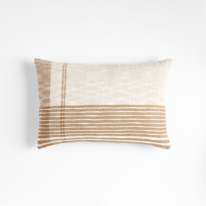 Stilyagi 22"x15" Slubby Almond Brown Plaid Pillow Cover + Reviews | Crate & Barrel | Crate & Barrel