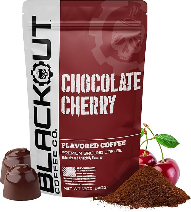 Blackout Coffee Chocolate Cherry Flavored Ground Coffee \u2013 Medium Roast, Smooth Taste, Guilt-... | Amazon (US)