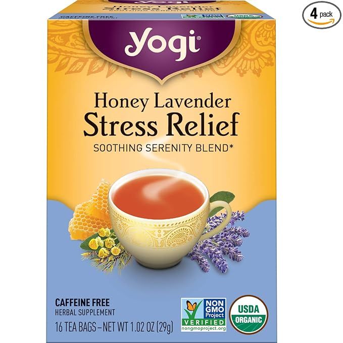 Yogi Tea - Honey Lavender Stress Relief (4 Pack) - Soothing Serenity Blend - 64 Tea Bags | Amazon (US)