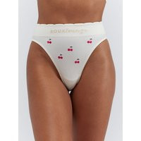 Boux Avenue Ribbed seamless cherry embroidered briefs - Ivory Mix - M | Boux Avenue (UK)