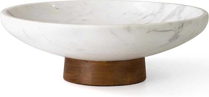 Marble Decorative Fruit Bowl for Home Decor Entryway Pedestal Bowl - White | 11" Handcrafted Natu... | Amazon (US)