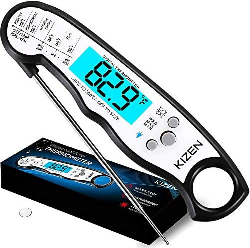 Kizen Instant Read Meat Thermometer Waterproof Ultra Fast Backlight and Calibration for Kitchen O... | Amazon (US)