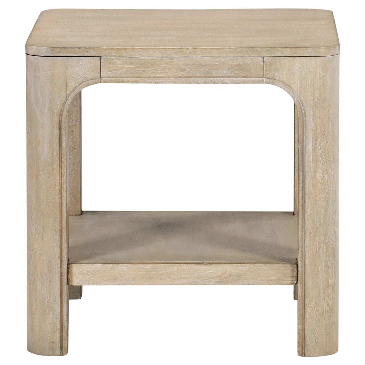 Solano Square Wood Side End Table with Shelf Weathered Mango | Wayfair North America