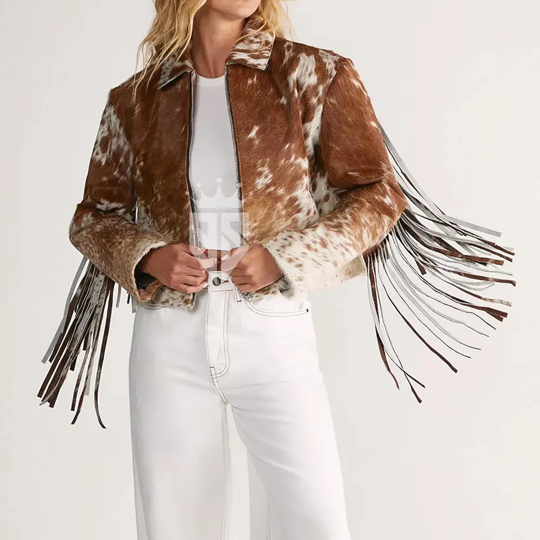 Cowhide Fringe Leather Jacket: Western Rodeo Style | Etsy (US)