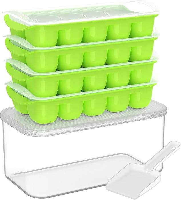 DOQAUS Ice Cube Tray with Lid and Bin, 4 Pack Ice Bucket Kits for RV | Amazon (US)