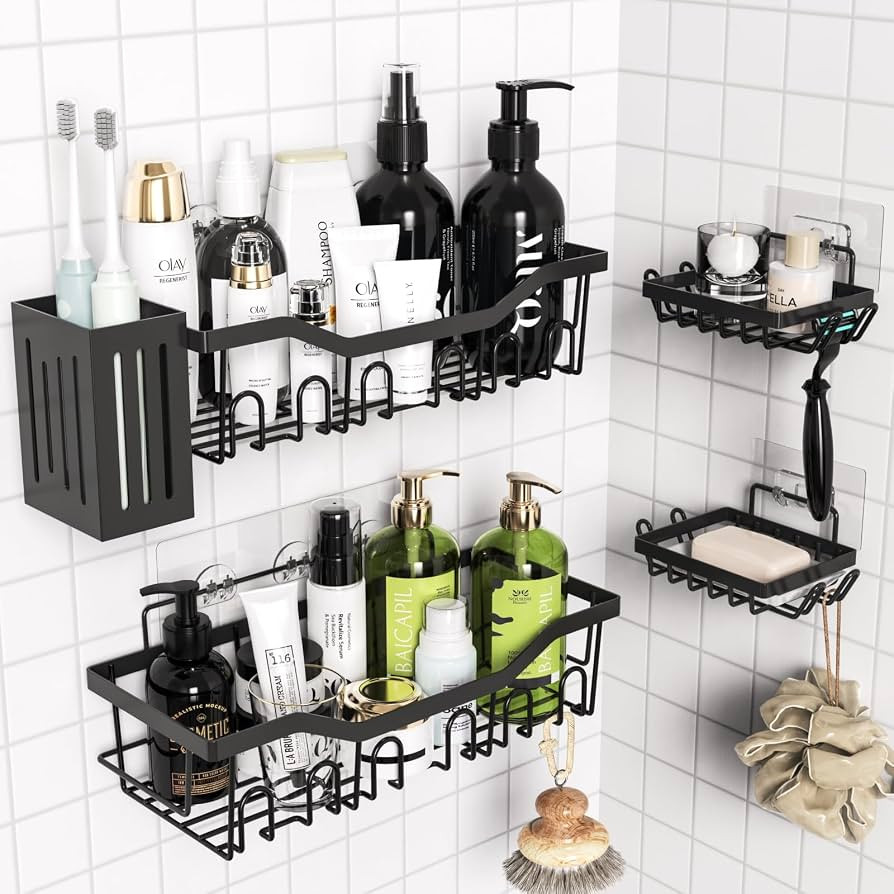 meexzoom Shower Caddy 5 Pack, Rustproof Shower Organizer for Bathroom, Large Capacity No Drilling... | Amazon (US)