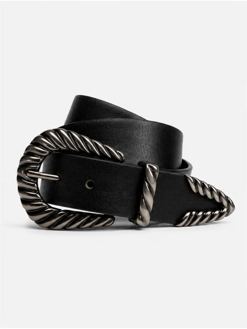 Scenario Women's and Women's Plus Textured 3pc Buckle Set Belt, Black | Walmart (US)